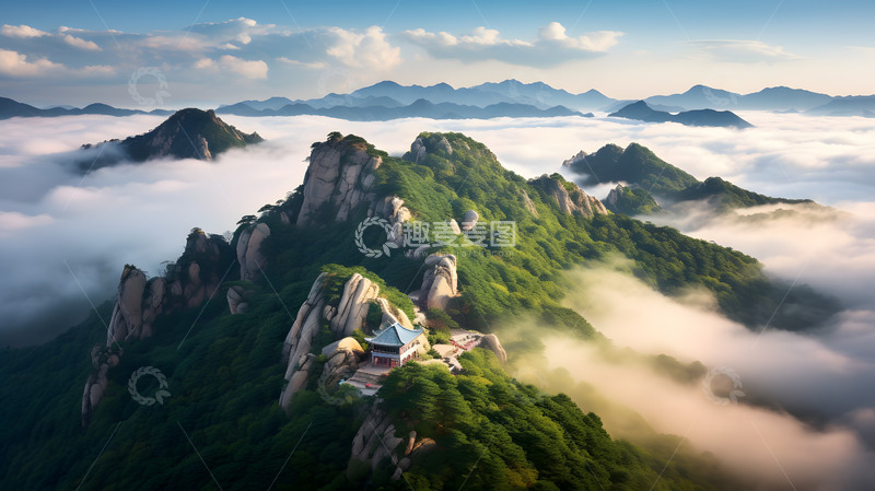 高清大图下载【趣麦麦图】高山上的中式建筑美景2