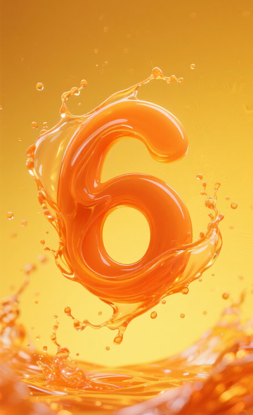 橙色流体数字6