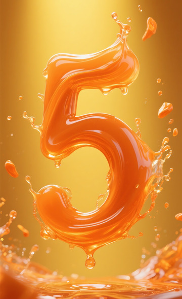 橙色流体数字5