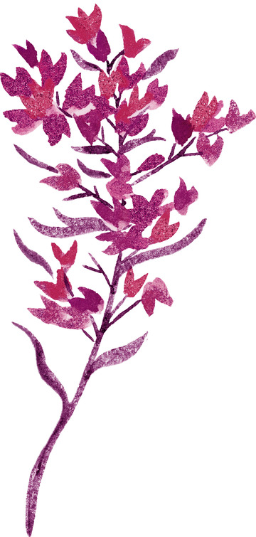 洋红色水彩热带树叶花卉图案PNG免抠图2