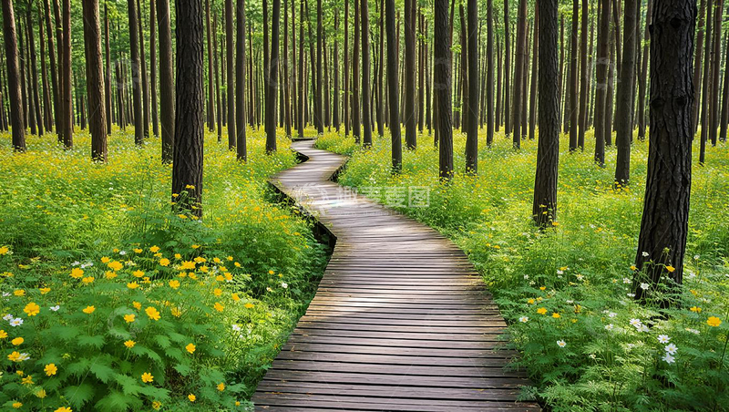 高清大图下载【趣麦麦图】森林蜿蜒栈道