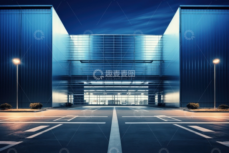 高清大图下载【趣麦麦图】夜间的工厂高楼