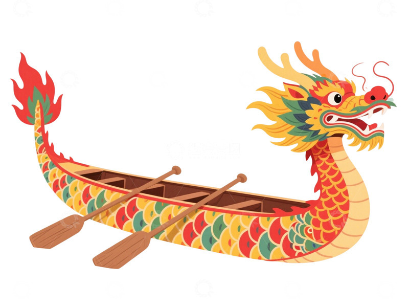 高清大图下载【趣麦麦图】插画龙舟龙船