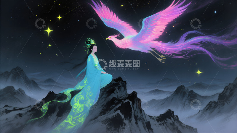高清大图下载【趣麦麦图】幽山星语彩凤会仙姝