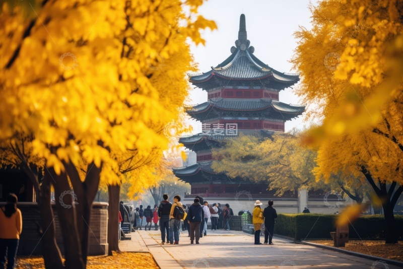 高清大图下载【趣麦麦图】秋季公园塔楼旅游景观