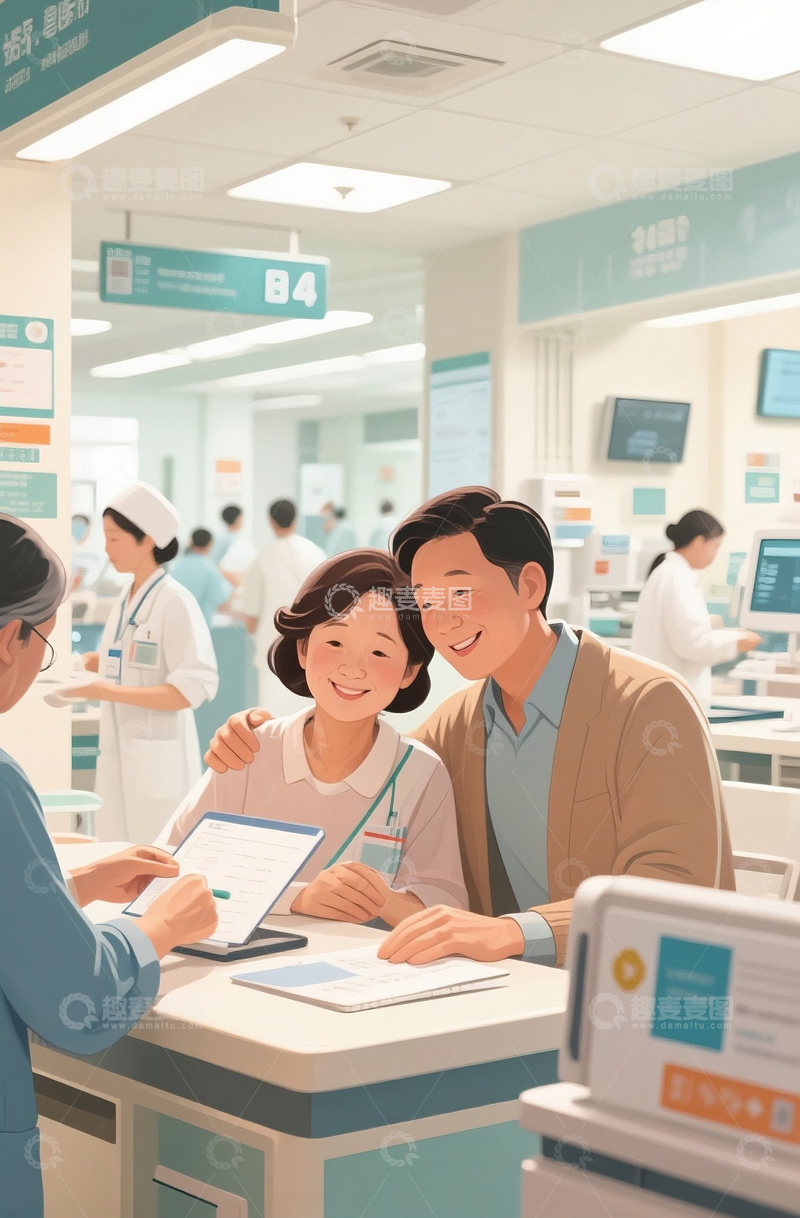 高清大图下载【趣麦麦图】在医院里挂号人