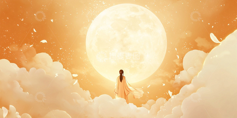 高清大图下载【趣麦麦图】中秋赏月背景图