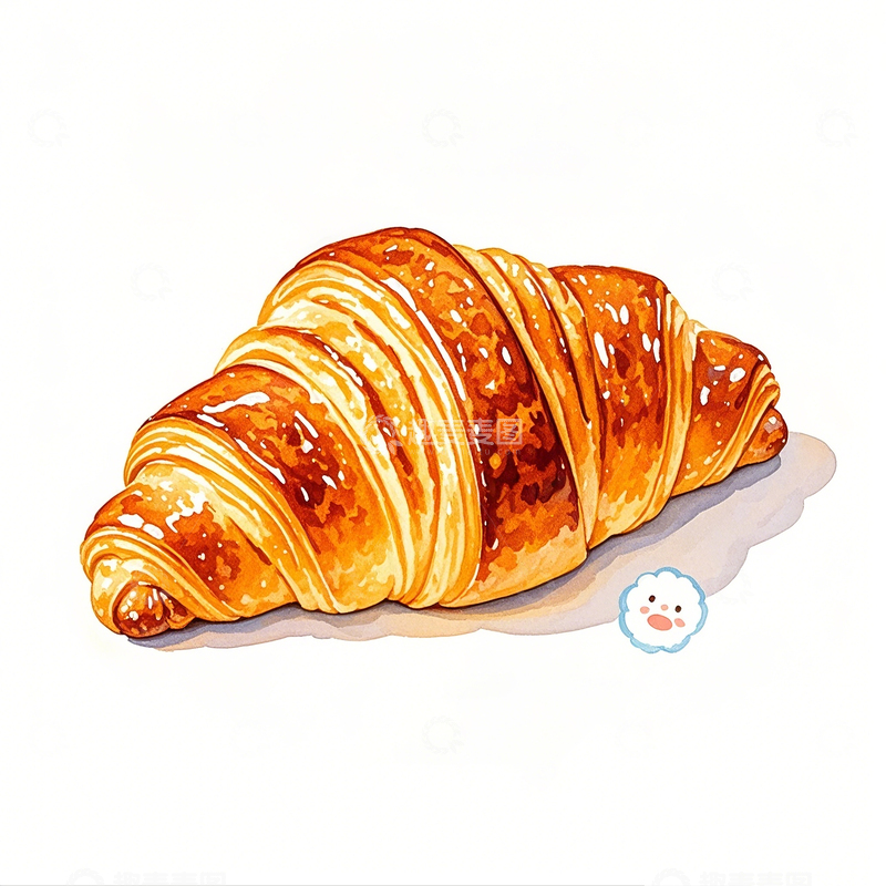 高清大图下载【趣麦麦图】彩铅手绘牛角包素材