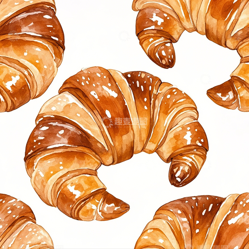 高清大图下载【趣麦麦图】彩铅手绘牛角包素材2