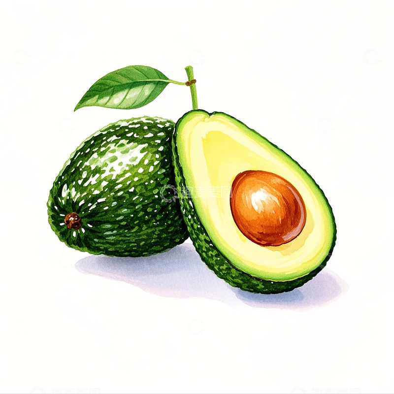 高清大图下载【趣麦麦图】彩铅手绘牛油果素材2