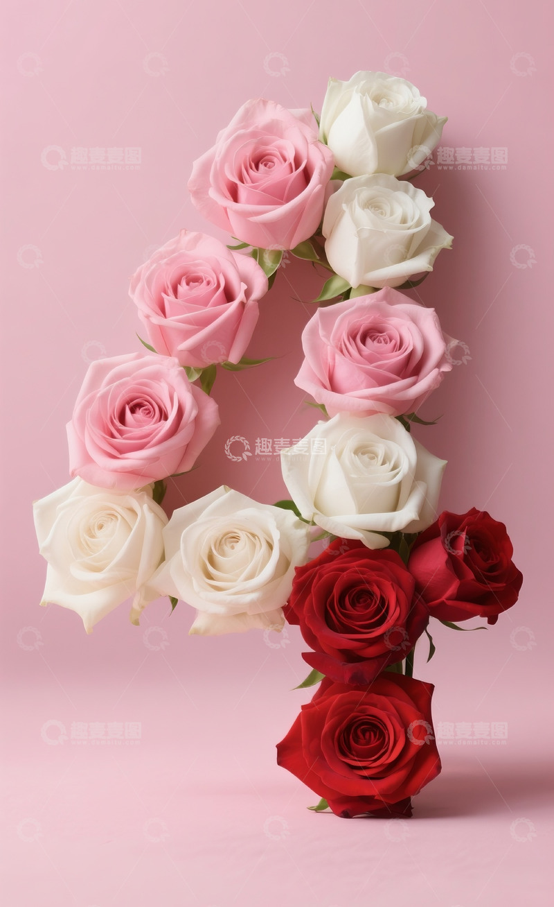 高清大图下载【趣麦麦图】-玫瑰花数字4