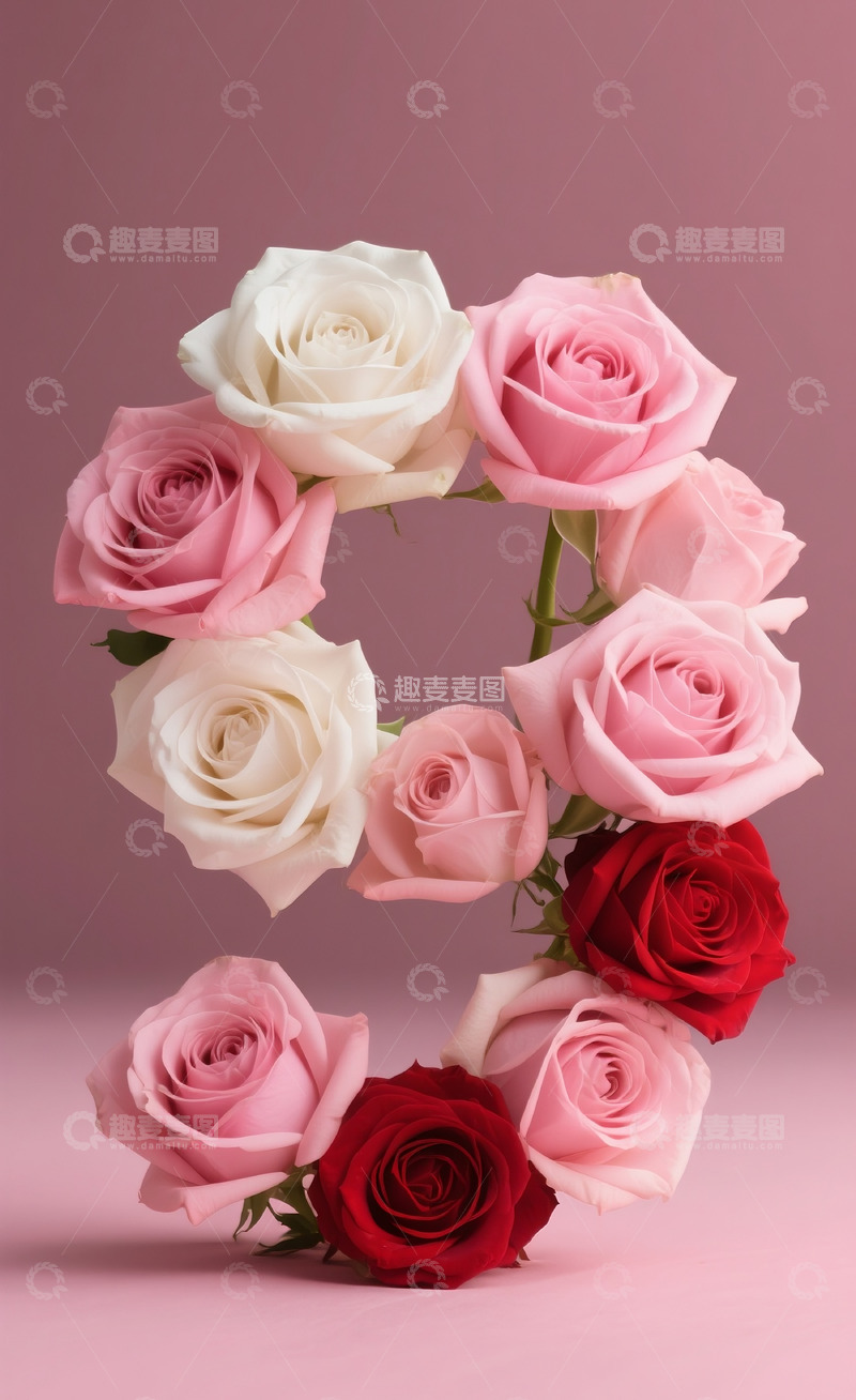 高清大图下载【趣麦麦图】玫瑰花数字91