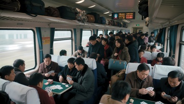 春运车厢内旅客