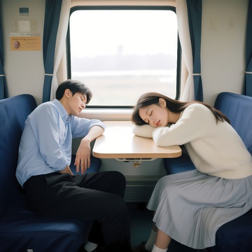 小情侣坐火车