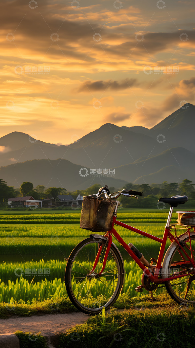 高清大图下载【趣麦麦图】乡间田野上的小路自行车3