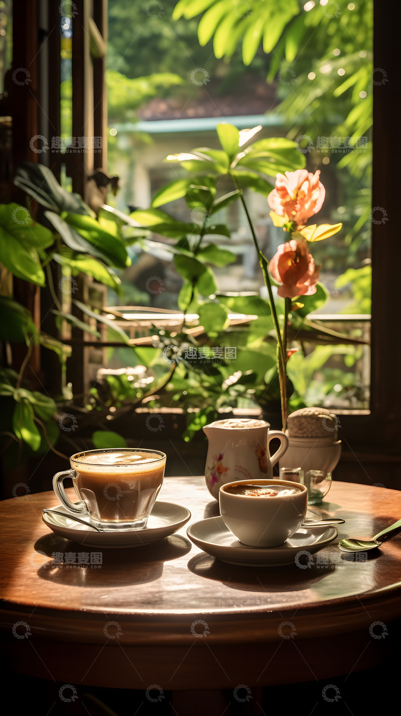 高清大图下载【趣麦麦图】花园里的咖啡下午茶1