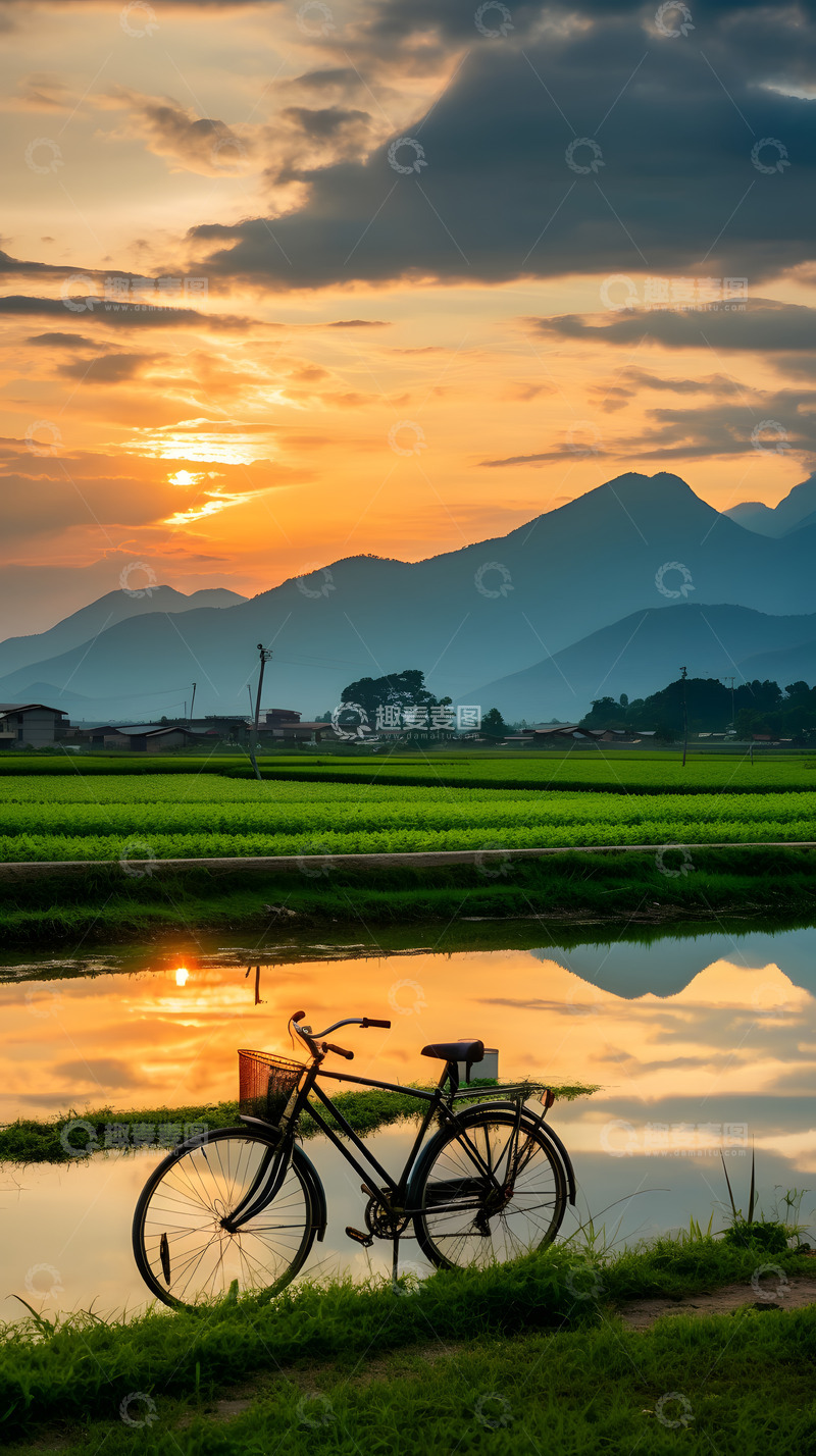 高清大图下载【趣麦麦图】乡间田野上的小路自行车2