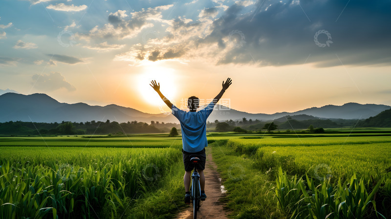 高清大图下载【趣麦麦图】乡间小路上的骑行