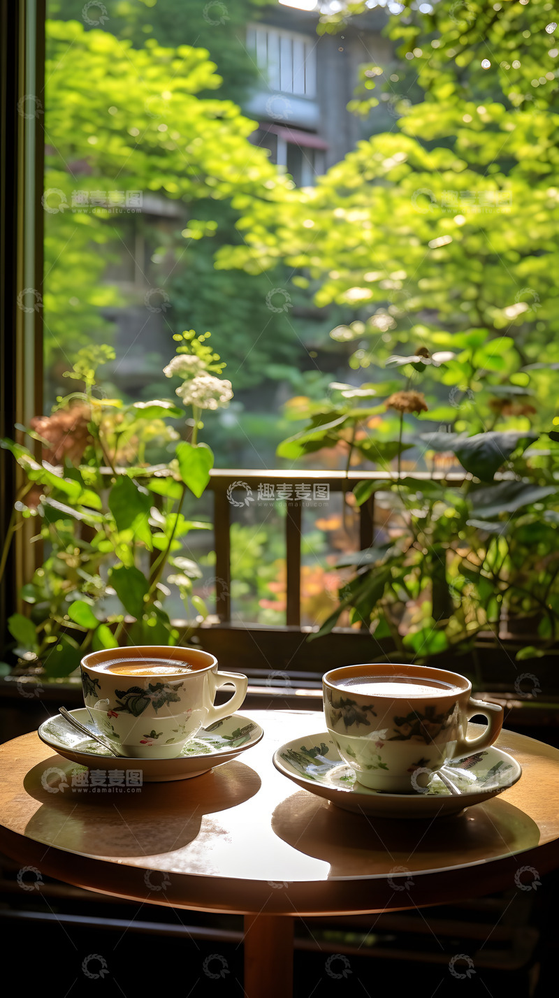 高清大图下载【趣麦麦图】花园里的咖啡下午茶2