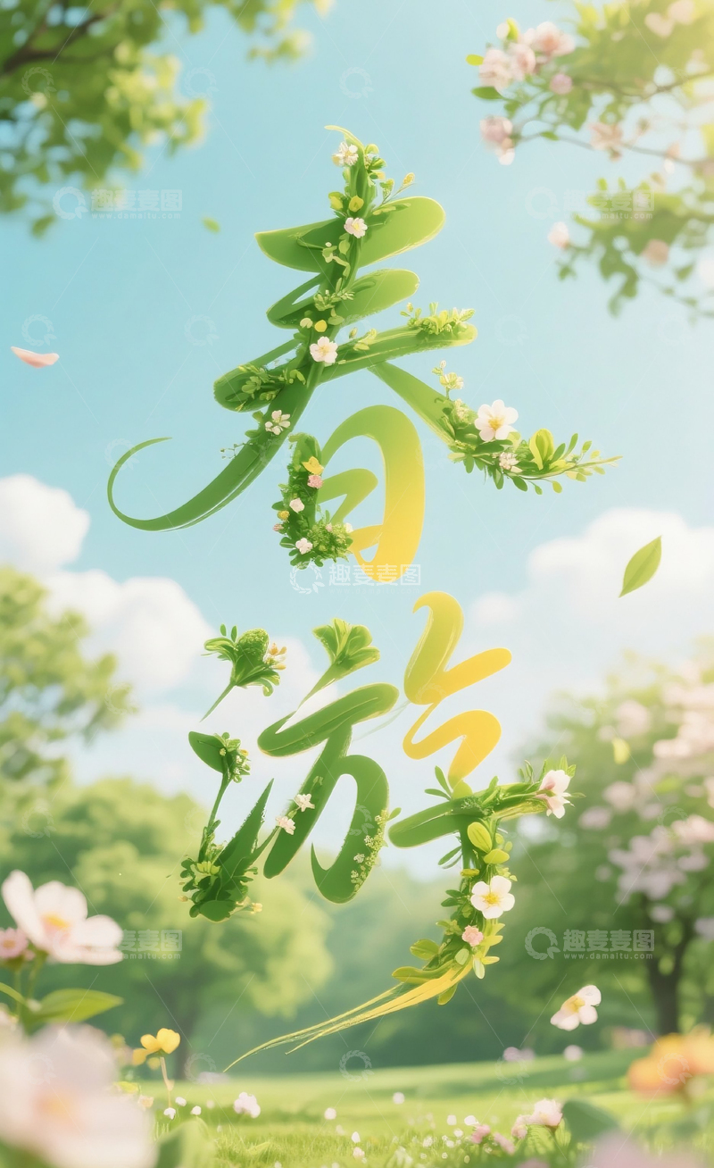 高清大图下载【趣麦麦图】春游字体2