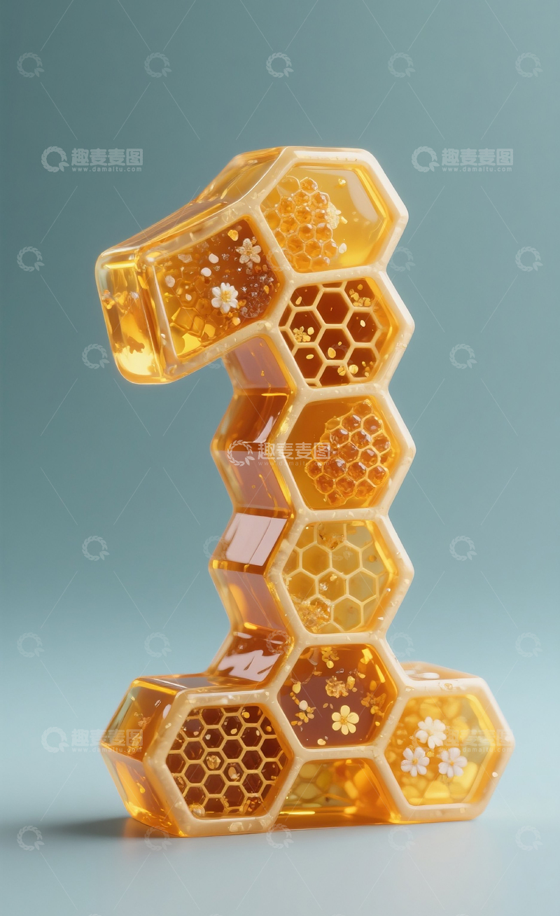 高清大图下载【趣麦麦图】蜂巢数字1
