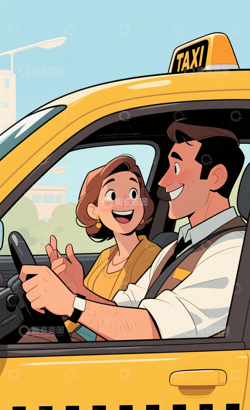 高清大图下载【趣麦麦图】友善的出租司机