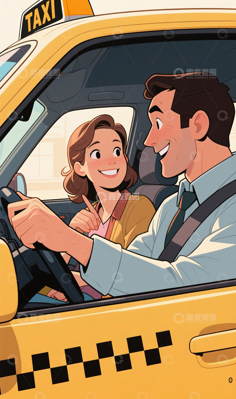 高清大图下载【趣麦麦图】友善的出租司机1