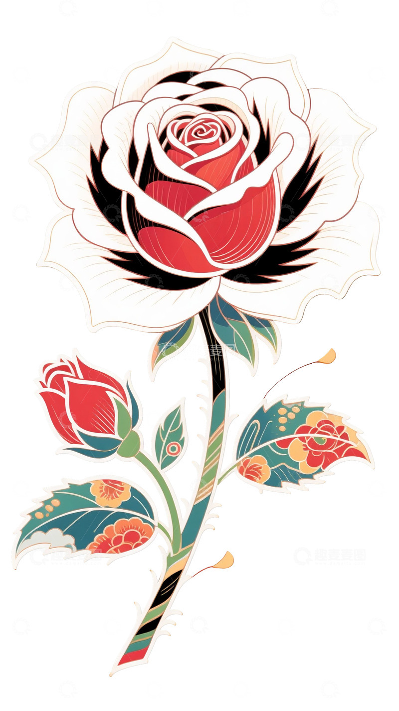 高清大图下载【趣麦麦图】中式风格玫瑰花2