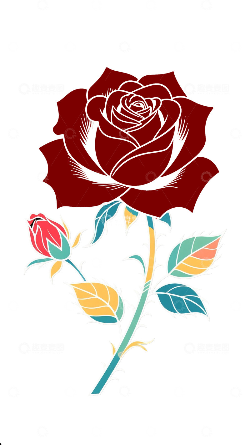 高清大图下载【趣麦麦图】中式风格玫瑰花3