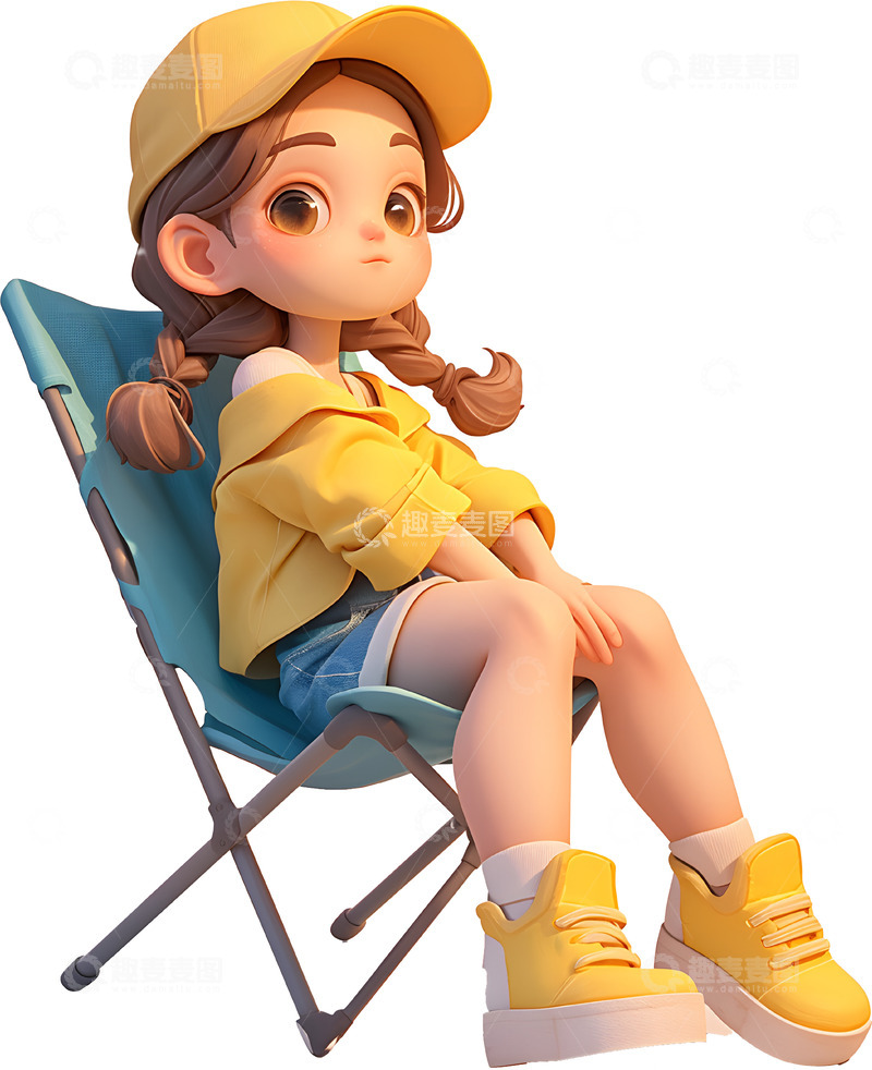 高清大图下载【趣麦麦图】露营坐姿卡通人物