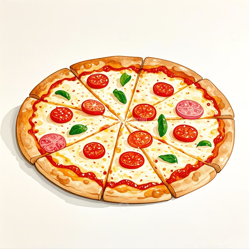 高清大图下载【趣麦麦图】卡通手绘插画披萨素材
