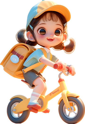 卡通骑车儿童
