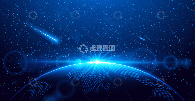 高清大图下载【趣麦麦图】蓝色科技光效背景图1