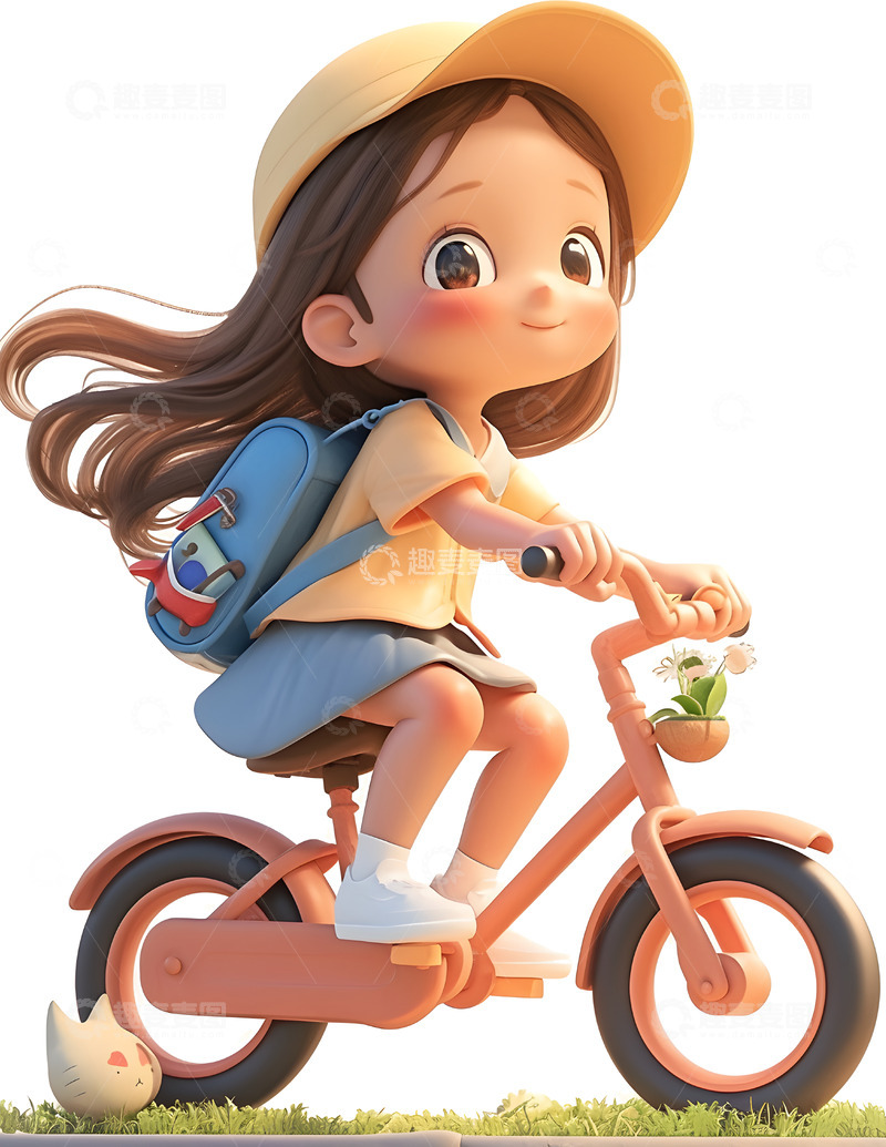 高清大图下载【趣麦麦图】卡通骑车儿童1
