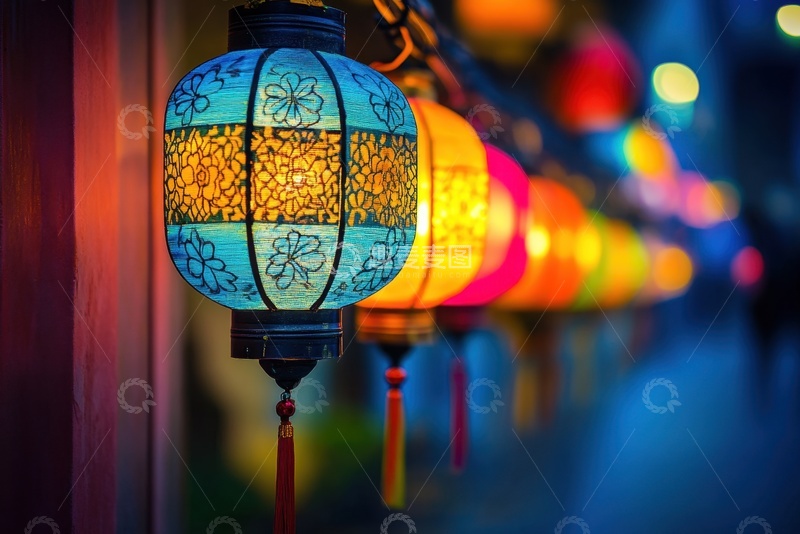 高清大图下载【趣麦麦图】一排排彩灯花灯