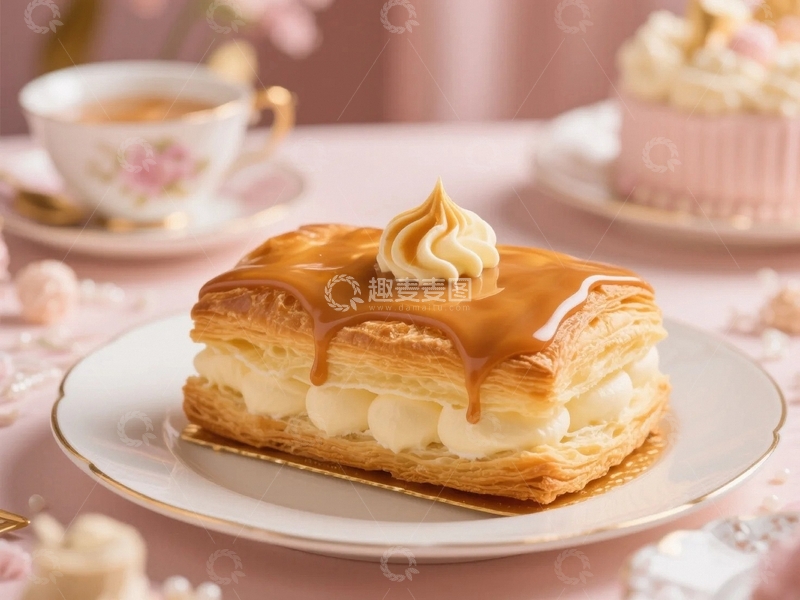 高清大图下载【趣麦麦图】千层酥蛋糕摄影背景6