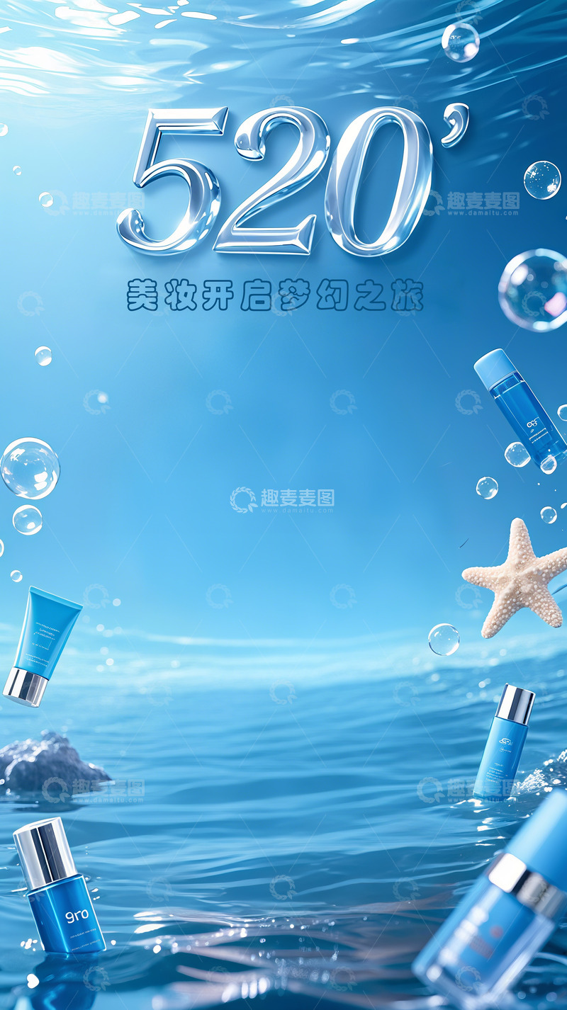 高清大图下载【趣麦麦图】520情人节美妆背景素材
