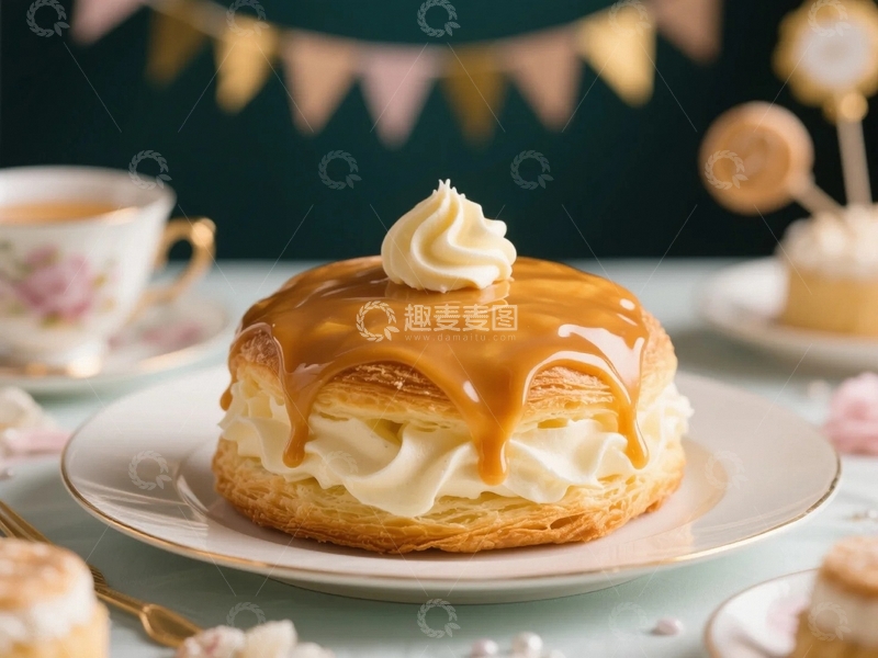 高清大图下载【趣麦麦图】千层酥蛋糕摄影背景3