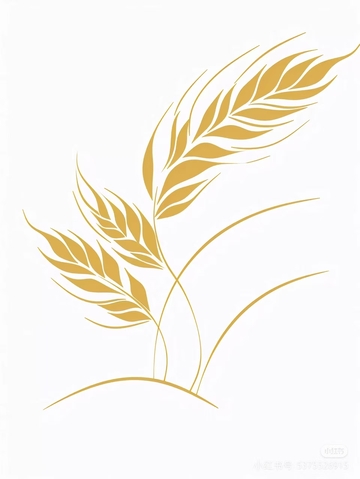  成熟金色麦穗插画风格素材1
