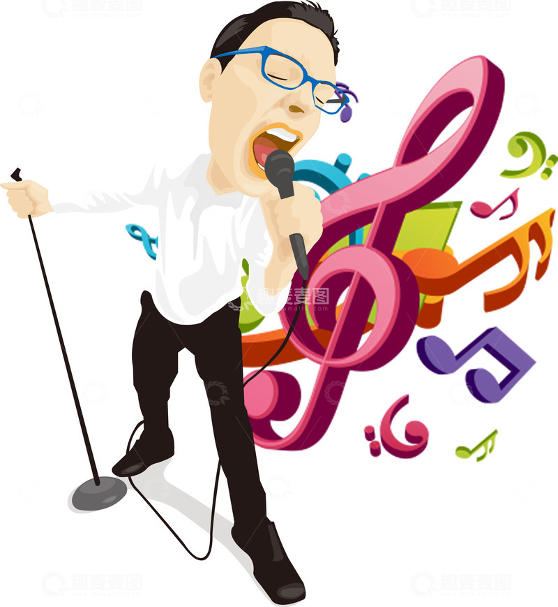 高清大图下载【趣麦麦图】专心拿麦克风唱歌的男生
