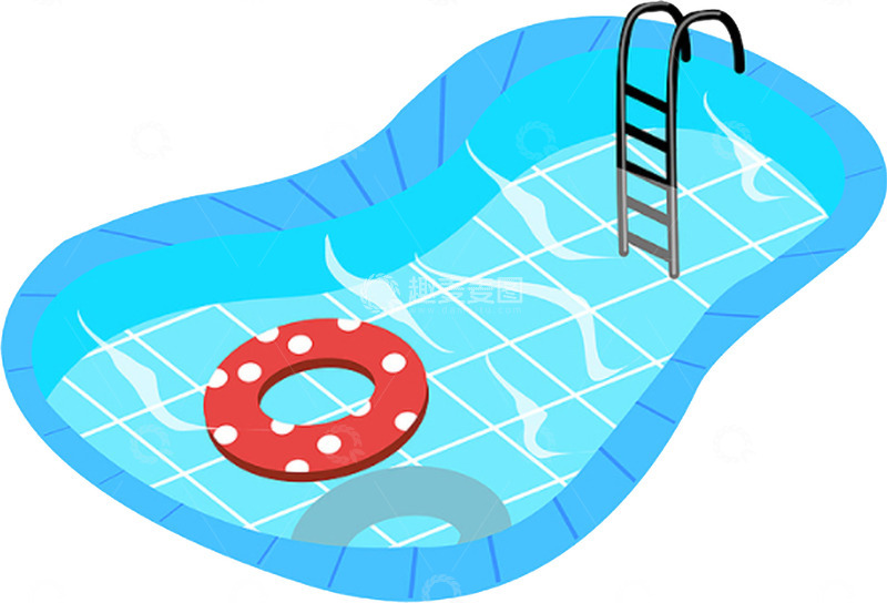 高清大图下载【趣麦麦图】简约手绘游泳池插画