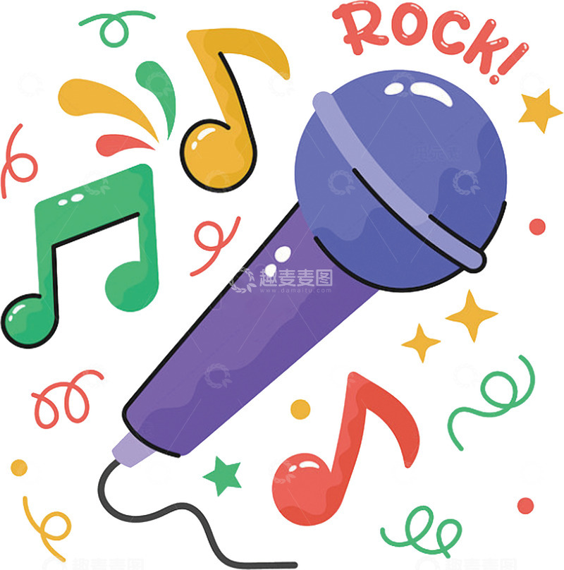 高清大图下载【趣麦麦图】摇滚音符麦克风