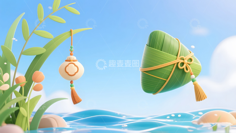 高清大图下载【趣麦麦图】卡通粽子背景11