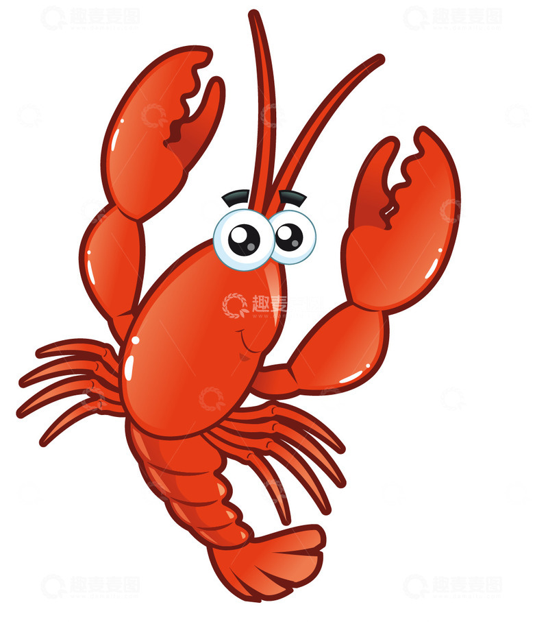 高清大图下载【趣麦麦图】简笔画红色龙虾