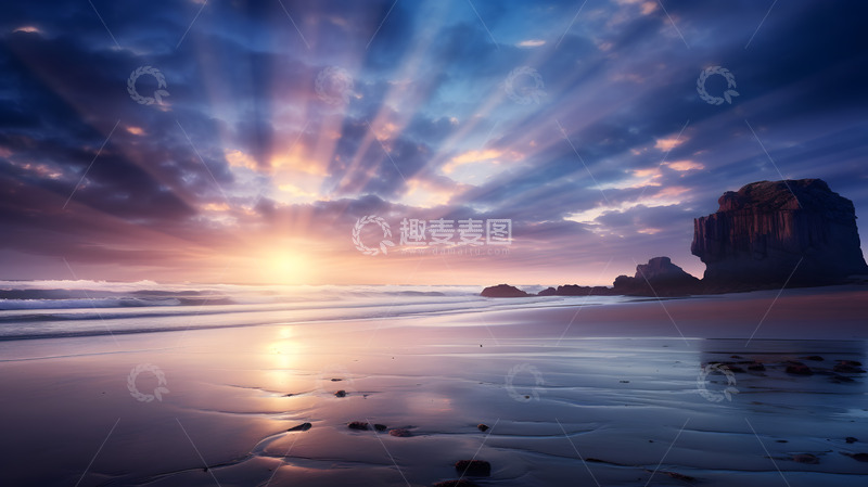 高清大图下载【趣麦麦图】大海上的晨光2