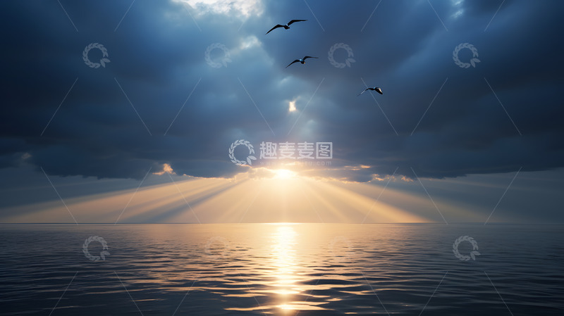 高清大图下载【趣麦麦图】大海上的晨光3