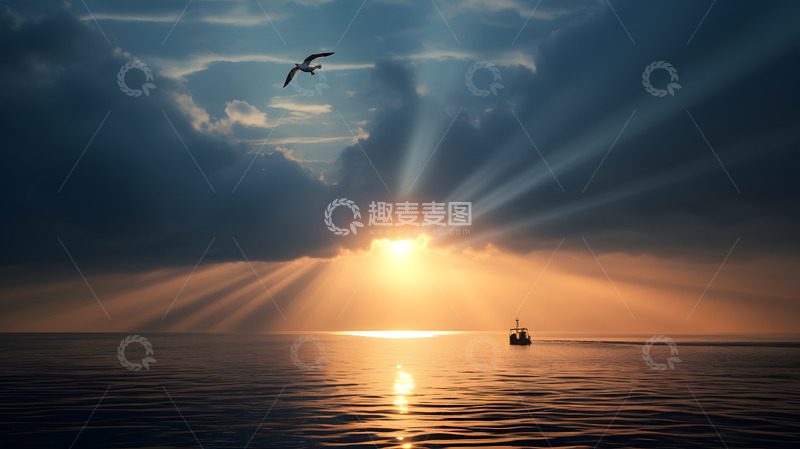 高清大图下载【趣麦麦图】大海上的晨光4