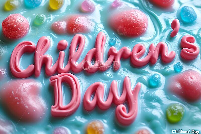 高清大图下载【趣麦麦图】粉色糖果字体儿童节