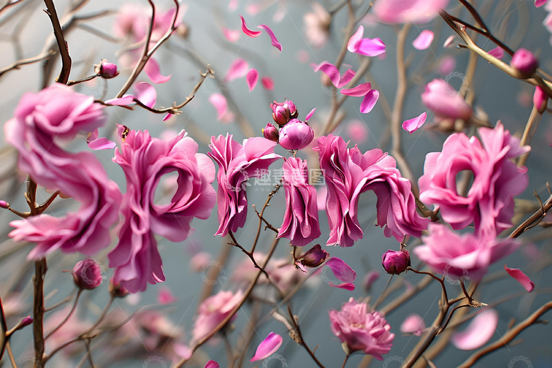 高清大图下载【趣麦麦图】粉色花瓣字体