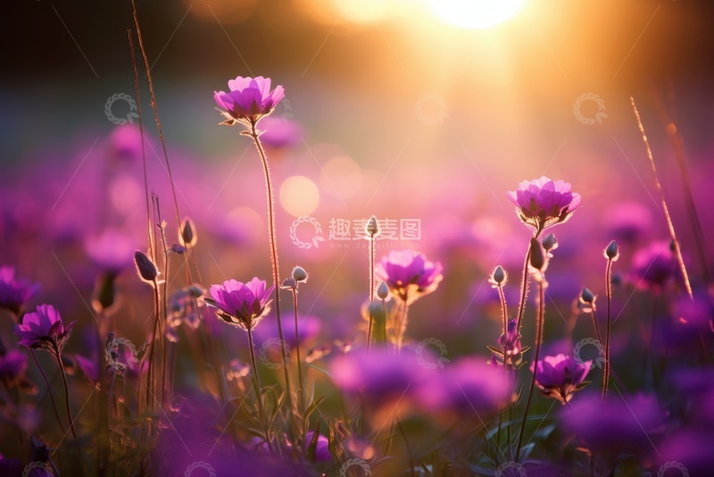 高清大图下载【趣麦麦图】玫红色的野花花丛